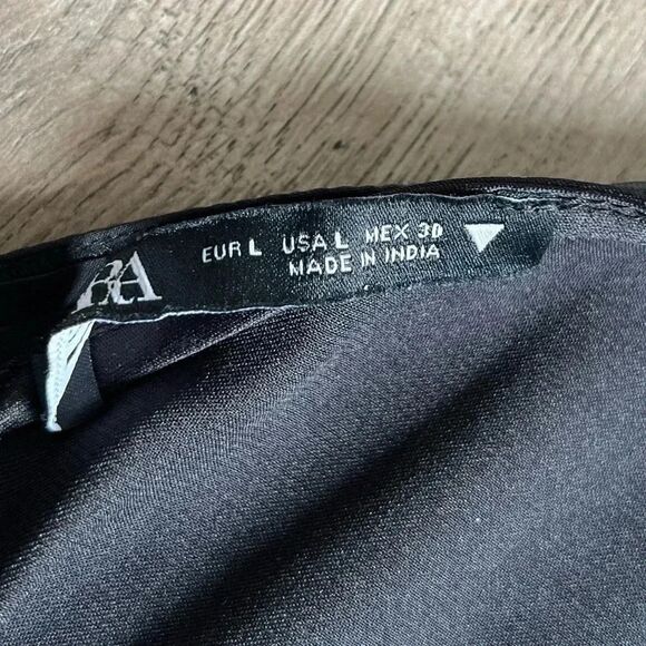 ZARA Black Pleated Faux Wrap Bodysuit Size Large - Picture 5 of 7